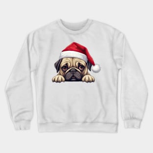 Christmas Peeking Pug Dog Crewneck Sweatshirt